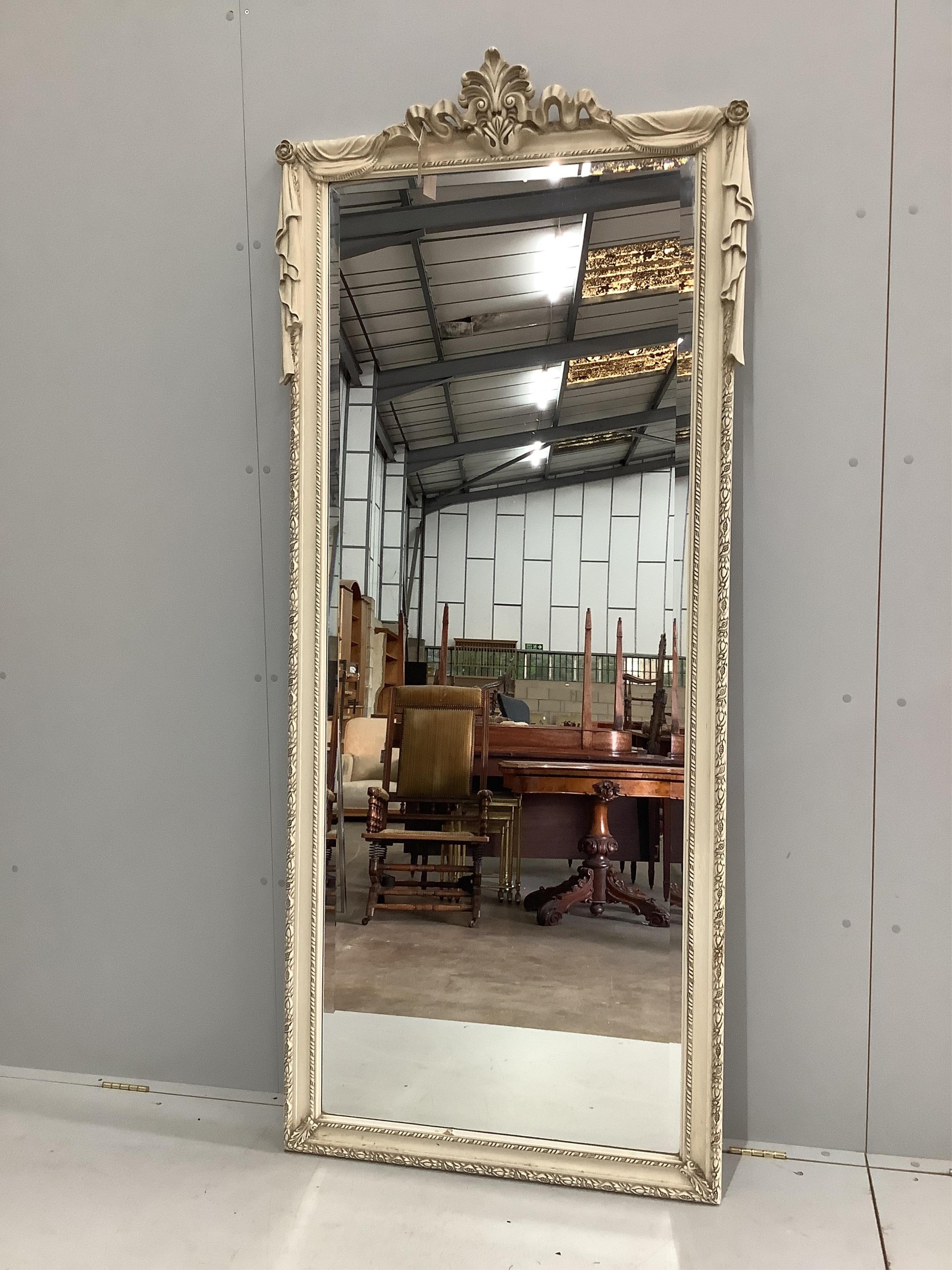 A Victorian style rectangular composition wall mirror, width 90cm, height 208cm. Condition - good